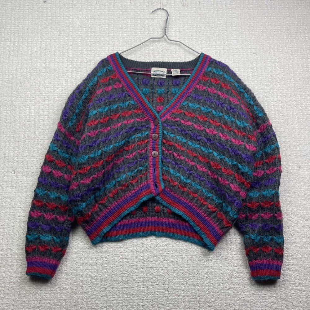 VTG Separate Scene Chunky Knit Cardigan Sweater Retro Women Sz M Wool Blend